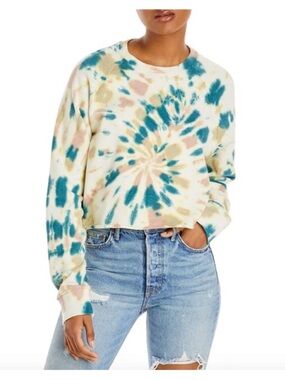 Mother the loafer fray cropped sweatshirt